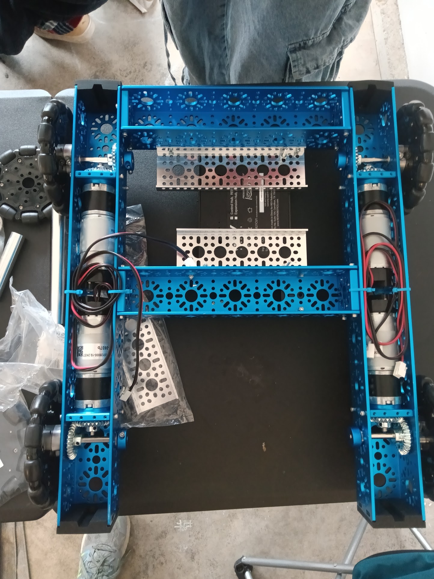 Robot chassis being built